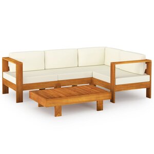 vidaXL Salon de jardin 5 pièces avec coussins 100 x 60 cm Bois d'acacia