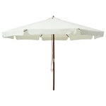 vidaXL Parasol d'extérieur avec mât en bois 330 cm blanc sable