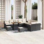 vidaXL Ensemble de canapé de jardin 13 Pièces Noir  Crème 90 x 55 x 71 cm