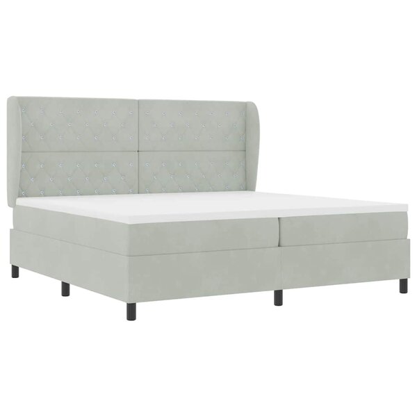 vidaXL Lit à ressorts avec matelas Gris clair 200 x 200 cm Polyester