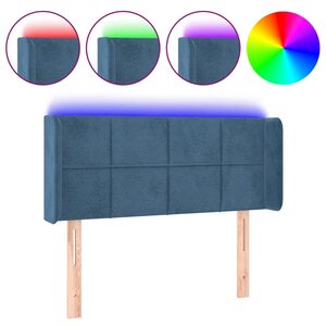 vidaXL Tête de lit à LED Bleu foncé 103x16x78/88 cm Velours