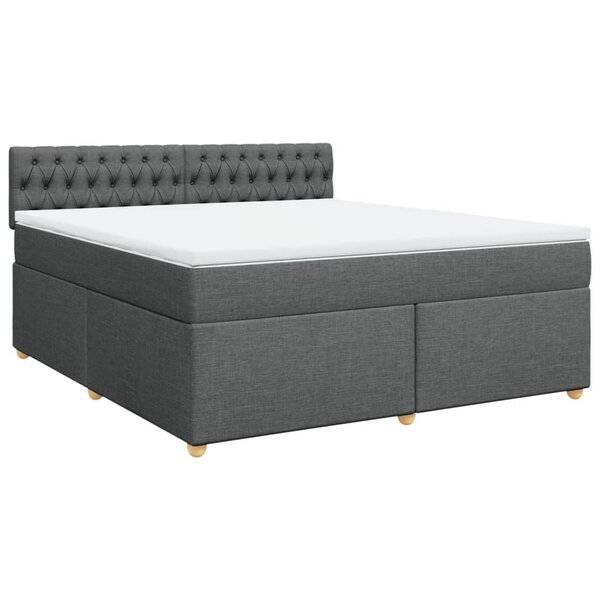 vidaXL Sommier à lattes de lit avec matelas Gris foncé 180x200cm Tissu
