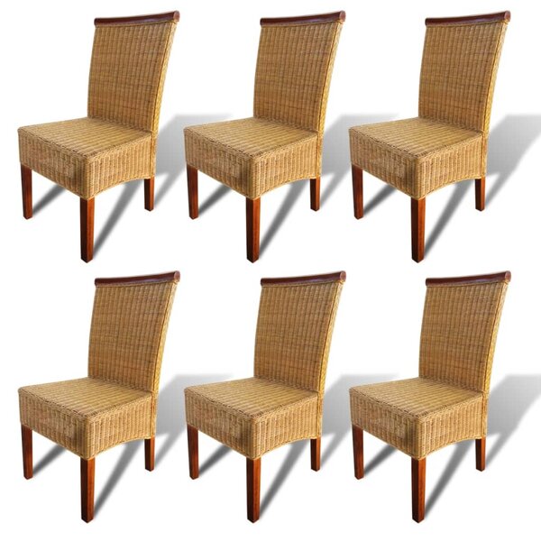 vidaXL Chaises à manger lot de 6 marron rotin naturel