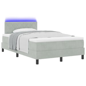Lit Box Spring vidaXL avec Matelas Gris clair Petit Double Velours