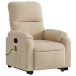 vidaXL Fauteuil inclinable de massage crème tissu microfibre