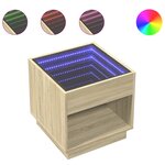 vidaXL Table de chevet avec LED infini chêne sonoma 50x50x50 cm