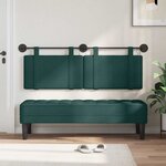vidaXL Tête de lit suspendue Vert foncé Tissu