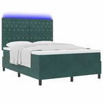 vidaXL Lit à ressort LED avec matelas Vert foncé 140 x 190 cm tissu