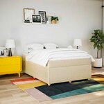 vidaXL Sommier à lattes de lit avec matelas Crème 140x200 cm Tissu
