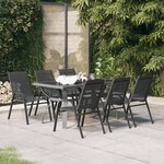vidaXL Ensemble à manger de jardin 7 Pièces Gris et noir