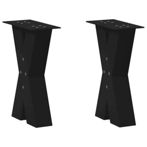 vidaXL Pieds de table basse en forme de X  2 pièces  noir  28 x (42-43) cm  acier