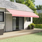 vidaXL Tissu de remplacement de cantonnière d’auvent rouge blanc 5 m