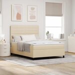 vidaXL Lit à ressorts avec matelas avec LED Crème 140 x 200 cm tissu
