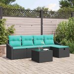 vidaXL Ensemble de Canapés avec coussin 6 Pièces Noir polyrotin