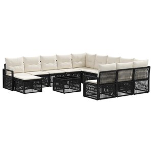vidaXL Ensemble de canapé de jardin 13 Pièces Noir polyrotin