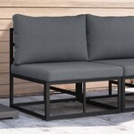vidaXL Mobilier de jardin avec coussin avec oreiller Noir Aluminium