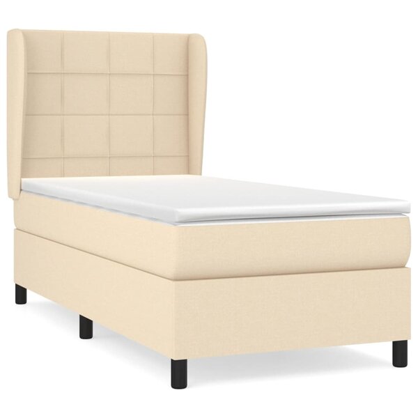 vidaXL Sommier à lattes de lit et matelas Crème 90x190 cm Tissu