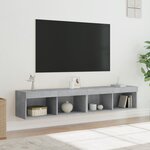 vidaXL Meubles TV avec lumières LED 2 Pièces gris béton 80x30x30 cm