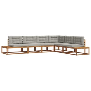 vidaXL Ensemble de canapés d'extérieur 6 pc Gris Naturel et Clair