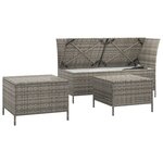 Salon de jardin meuble d'extérieur ensemble de mobilier 3 pièces avec coussins gris résine tressée 02_0015978