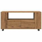 vidaXL Meuble TV avec roulettes chêne artisanal bois d'ingénierie