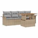 vidaXL Ensemble de canapé de jardin 5 Pièces Beige Poly rotin