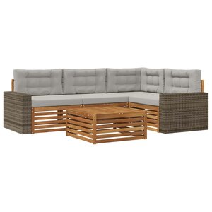 vidaXL Ensemble de canapés d'extérieur 5 pc Naturel et gris clair