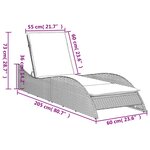 vidaXL Chaise longue avec coussin Noir 60x205x73 cm Résine tressée