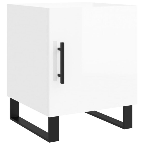 vidaXL Table de chevet blanc brillant 40x40x50 cm bois d’ingénierie