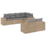 vidaXL Salon de jardin avec coussins 7 Pièces beige résine tressée