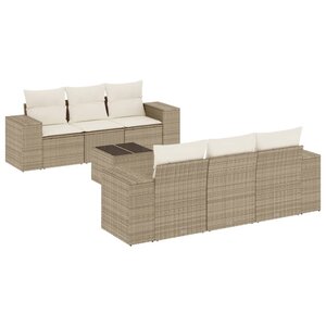 vidaXL Salon de jardin avec coussins 7 Pièces beige résine tressée