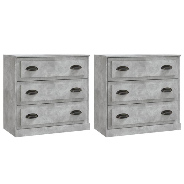 vidaXL Buffets 2 Pièces gris béton bois d'ingénierie
