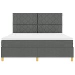 vidaXL Lit à ressorts avec tête de lit Gris foncé 180 x 200 cm tissu