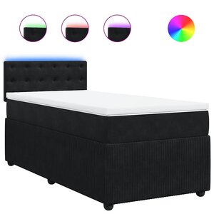 vidaXL Sommier à lattes de lit et matelas Noir 80x200 cm Velours