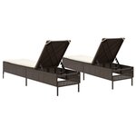 vidaXL Chaises longues avec coussins lot de 2 marron résine tressée