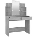 vidaXL Coiffeuse avec LED Sonoma gris 96x40x142 cm