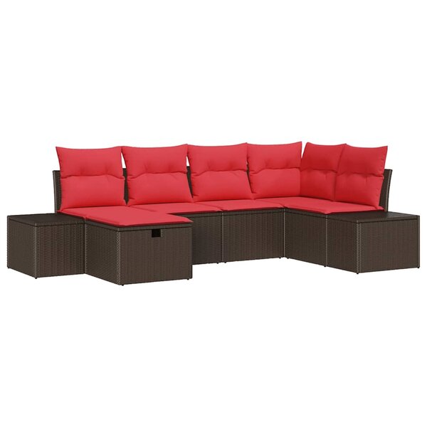 vidaXL Ensemble de canapé de jardin 6 Pièces Marron 55 x 62 x 69 cm