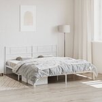 vidaXL Cadre de lit métal avec tête de lit blanc 193x203 cm