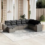 vidaXL Salon de jardin 8 Pièces avec coussins gris résine tressée