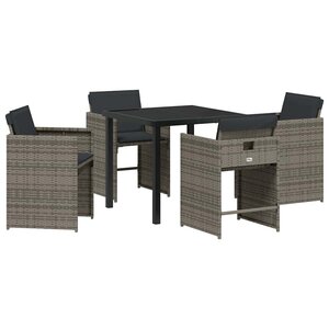 vidaXL Ensemble de salle à manger pour jardin 5 Pièces Gris polyrotin
