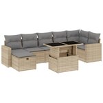 vidaXL Salon de jardin avec coussins 8 Pièces beige résine tressée
