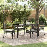 vidaXL Ensemble de salle à manger de jardin 5 pièces avec coussins noir rotin synthétique