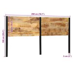 vidaXL Tête de lit 200 cm bois massif manguier et fer