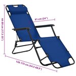 vidaXL Chaises longues pliables 2 Pièces avec repose-pied Acier Bleu