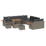 vidaXL Ensemble de canapé de jardin 13 Pièces Gris Poly rotin