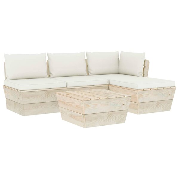 vidaXL Salon de jardin palette 5 Pièces avec coussins bois d'épicéa