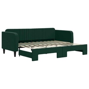 vidaXL Lit de jour avec gigogne sans matelas vert foncé 90x200 cm
