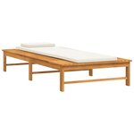 vidaXL Chaise longue coussin/oreiller blanc crème bois massif acacia
