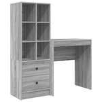vidaXL Bureau avec rangement Gris Sonoma Bois d'ingénierie