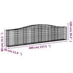 vidaXL Paniers à gabions arqués 4 Pièces 400x30x80/100 cm Fer galvanisé